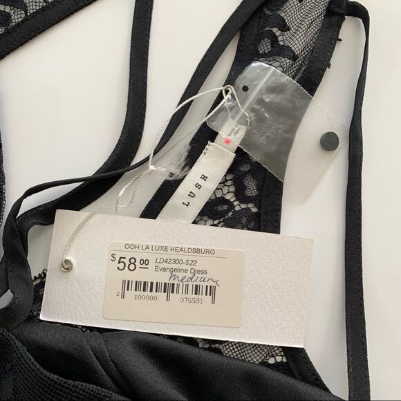 Lush | Evangeline Black Lace Mini Dress Medium - Picture 7 of 9